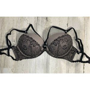 Victoria's Secret Very Sexy Push Up Bra Floral Lace Strappy Black Nude Sexy 34D